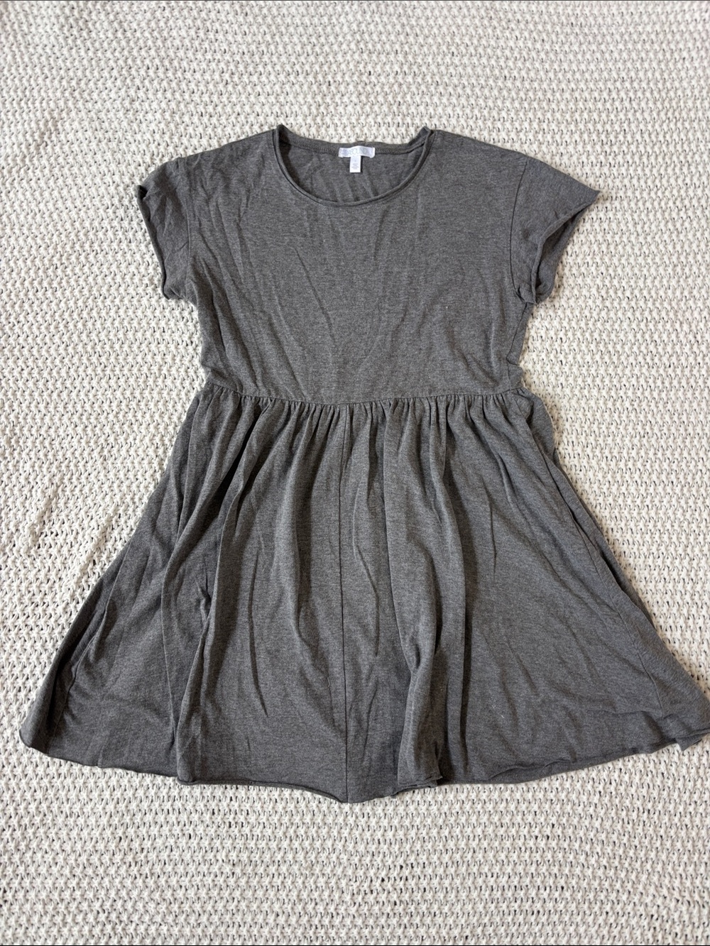 Nordstrom Abound Casual Cotton Gray Short Sleeve Scoop Babydoll Dress